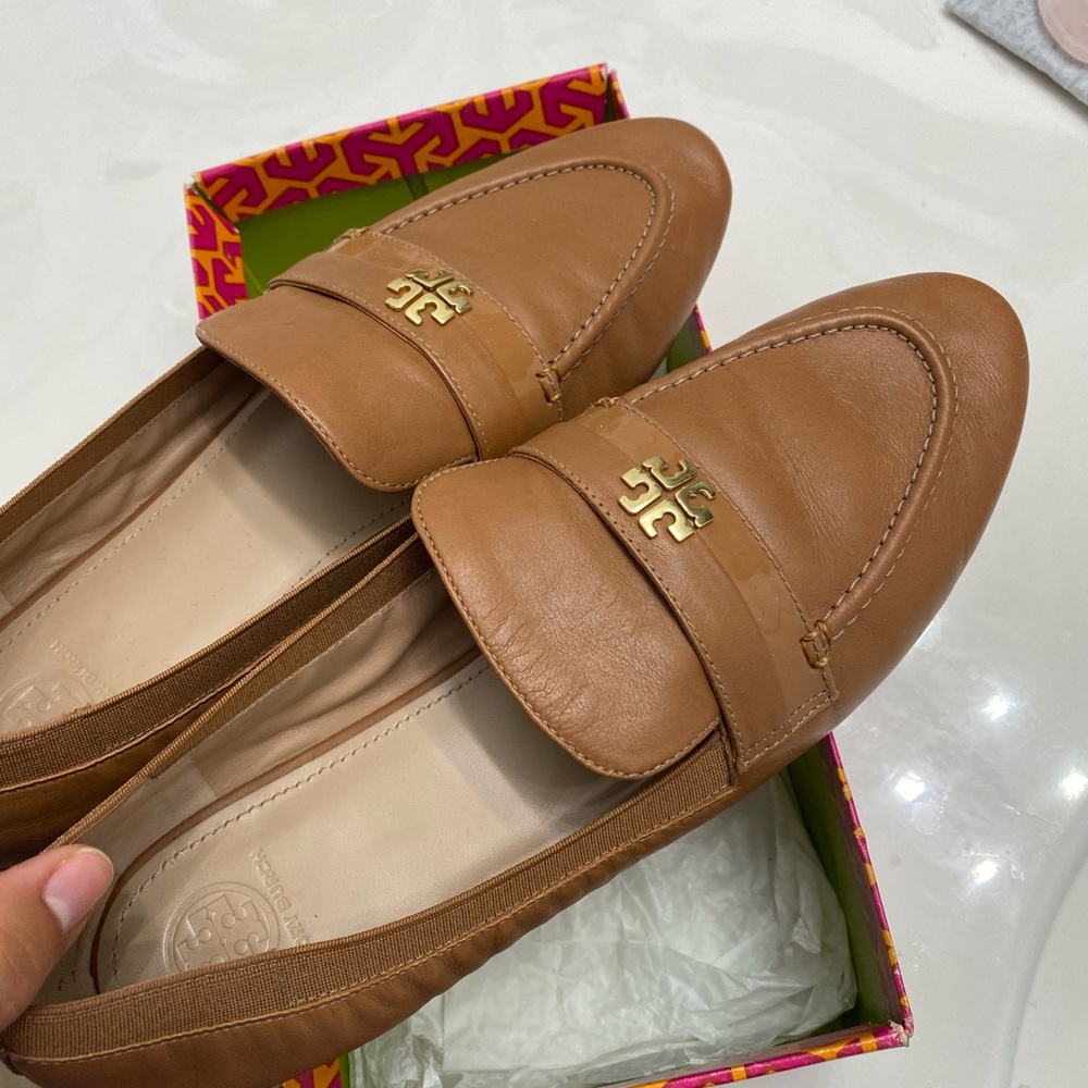Tory Burch Cognac Leather Loafers